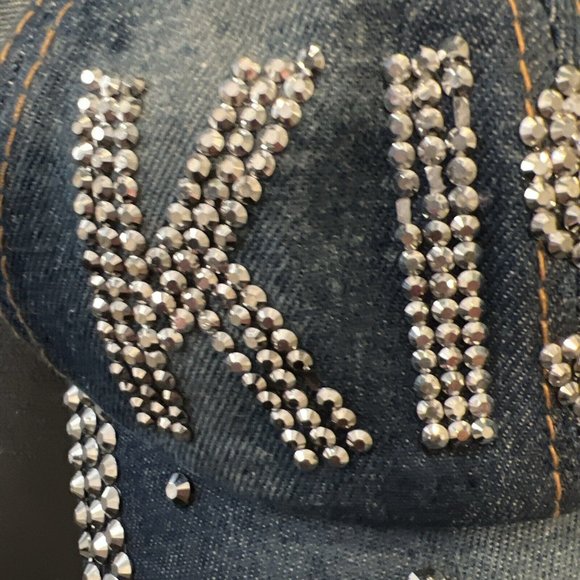 True Gear Denim Distressed KISS Band Bling Baseball Hat Cap New - Picture 13 of 16